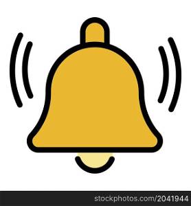 Notification bell icon. Outline notification bell vector icon color flat isolated. Notification bell icon color outline vector