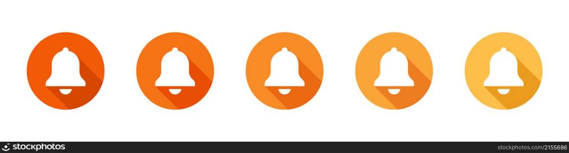 Notification bell icons. Incoming inbox message icons. Flat style reminder icons. Vector icons