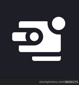 Notification from digital wallet dark mode glyph ui icon. Online payment. User interface design. White silhouette symbol on black space. Solid pictogram for web, mobile. Vector isolated illustration. Notification from digital wallet dark mode glyph ui icon