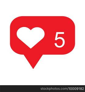 Notification heart icon. Social media like vector. Symbols on computers and mobile phones.