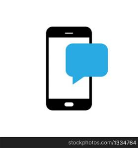 Notification message on the smartphone. SMS in the form of speech balloon on the smartphone screen. Vector EPS 10