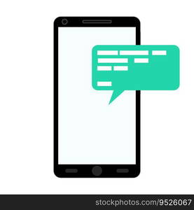 Notification of message on smartphone. Email mobile phone, screen notification, vector illustration. Notification of message on smartphone