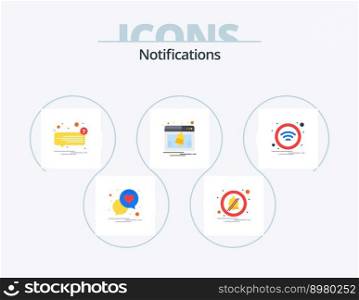 Notifications Flat Icon Pack 5 Icon Design. wifi. notification. message. notice. web