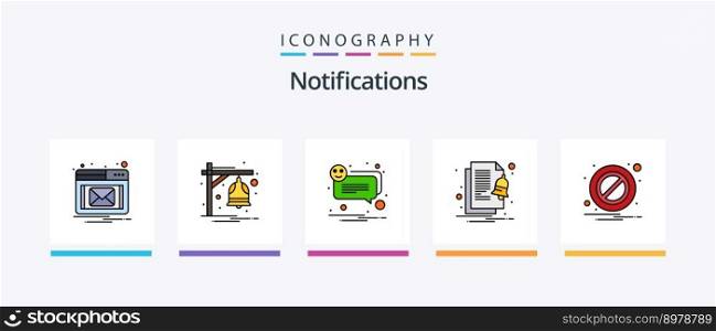 Notifications Line Filled 5 Icon Pack Including options. notification. alarm. date. bell. Creative Icons Design