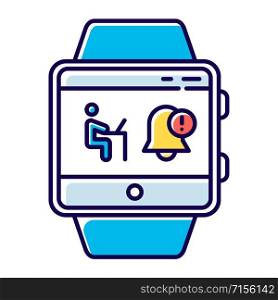 Notifications smartwatch function color icon. Fitness wristband capability. Modern device. Synchronization with laptop, computer and other gadgets. Isolated vector illustration