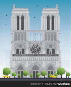 Notre Dame Cathedral - Paris. Vector illustration
