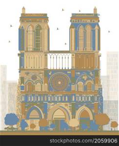 Notre Dame Cathedral - Paris. Vector illustration