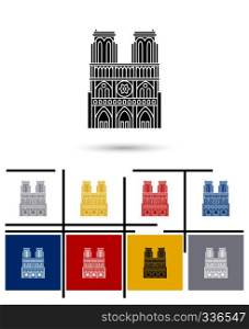 Notre Dame de Paris icon or notre Dame de Paris sign. Vector notre Dame de Paris pictogram. Notre Dame de Paris icon vector