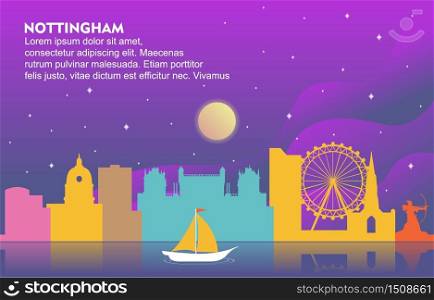 Nottingham City Building Cityscape Skyline Dynamic Background Illustration