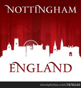 Nottingham England city skyline silhouette. Vector illustration