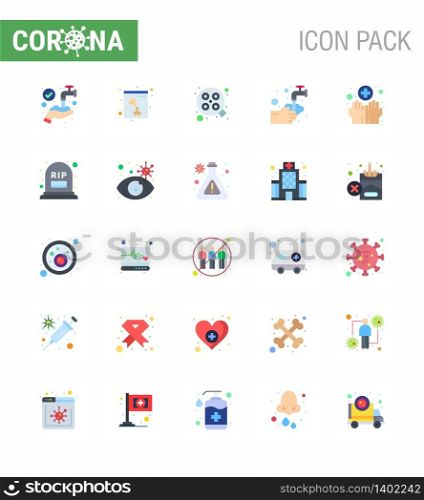 Novel Coronavirus 2019-nCoV. 25 Flat Color icon pack hygiene, bubble, operation, water, medical viral coronavirus 2019-nov disease Vector Design Elements
