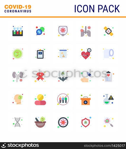 Novel Coronavirus 2019-nCoV. 25 Flat Color icon pack seconds, pneumonia, safety, organ, breath viral coronavirus 2019-nov disease Vector Design Elements