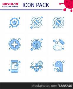 Novel Coronavirus 2019-nCoV. 9 Blue icon pack sign, health, signaling, medica, virus viral coronavirus 2019-nov disease Vector Design Elements
