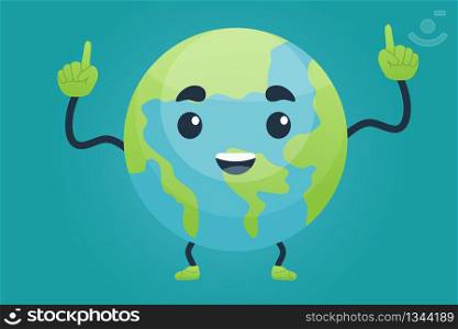 Novel coronavirus (Covid-19) outbreak impacts on earth. Happy face of earth after coronavirus outbreak. Cute world happy and good health. Green global concept vector illustration.