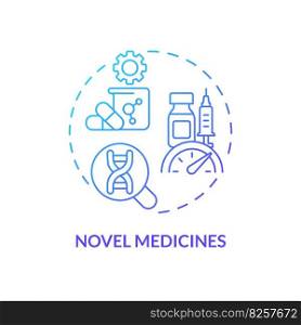Novel medicines blue gradient concept icon. Improvement of clinical trials. Genome research. Benefit of precision medicine abstract idea thin line illustration. Isolated outline drawing. Novel medicines blue gradient concept icon