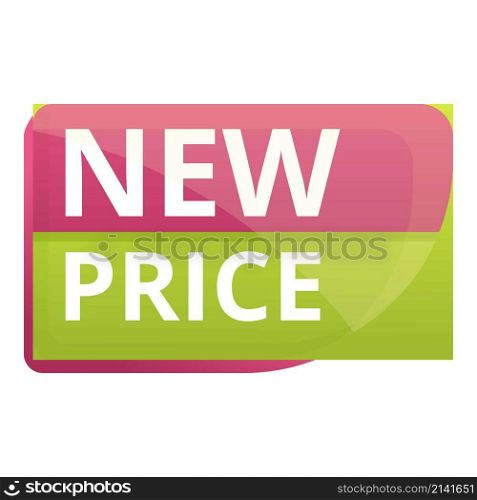 Novelty new price icon cartoon vector. Ribbon discount. Sticker sign. Novelty new price icon cartoon vector. Ribbon discount