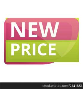 Novelty new price icon cartoon vector. Ribbon discount. Sticker sign. Novelty new price icon cartoon vector. Ribbon discount