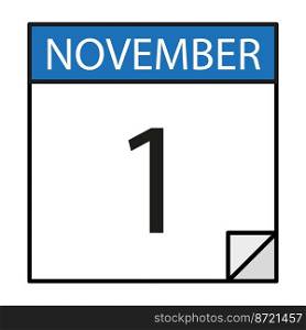 November 1 calendar sheet. Diary calendar. Calendar reminder. Vector illustration. stock image. EPS 10.. November 1 calendar sheet. Diary calendar. Calendar reminder. Vector illustration. stock image. 