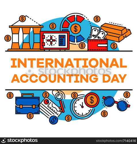 November accounting day banner. Outline illustration of november accounting day vector banner for web design. November accounting day banner, outline style