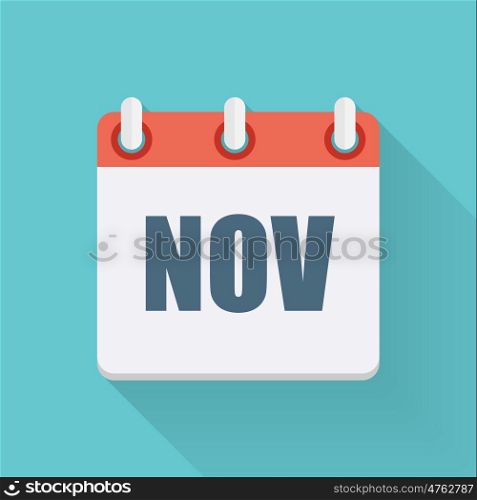 November Dates Flat Icon with Long Shadow. Vector Illustration EPS10. November Dates Flat Icon with Long Shadow. Vector Illustration