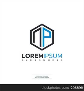 NP logo letter initial, Abstract polygonal Logo design