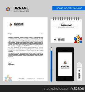 Nuclear Business Letterhead, Calendar 2019 and Mobile app design vector template