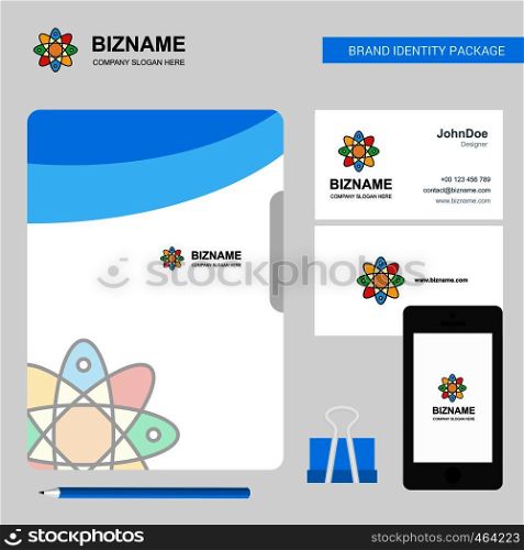 Nuclear Business Logo, File Cover Visiting Card and Mobile App Design. Vector Illustration