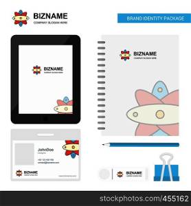 Nuclear Business Logo, Tab App, Diary PVC Employee Card and USB Brand Stationary Package Design Vector Template