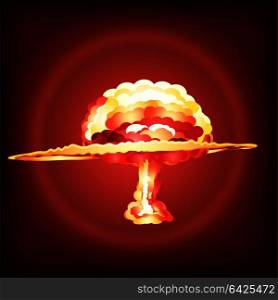 Nuclear explosion. Cartoon vector illustration.