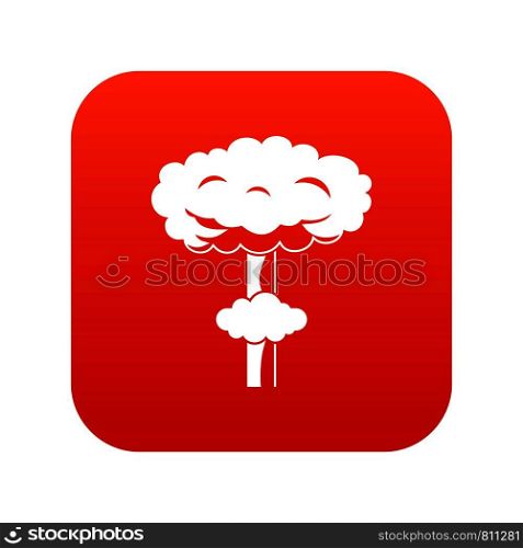 Nuclear explosion icon digital red for any design isolated on white vector illustration. Nuclear explosion icon digital red