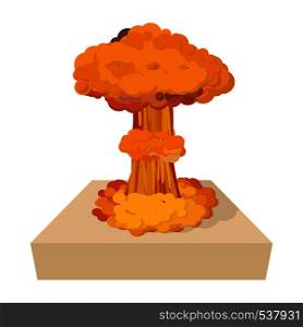 Nuclear explosion icon in cartoon style on a white background. Nuclear explosion icon, cartoon style