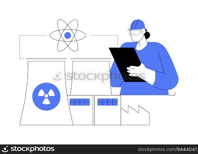 Nuclear fusion abstract concept vector illustration. Engineer watching nuclear fusion, ecology environment, sustainable technology, renewable energy, scientific research abstract metaphor.. Nuclear fusion abstract concept vector illustration.