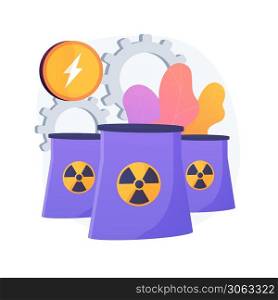 Nuclear power plant, atomic reactors, energy production. Atom fission, atomics process. Nuclear electrical charge generation metaphor. Vector isolated concept metaphor illustration.. Nuclear power plant, atomic reactors, energy production vector concept metaphor.