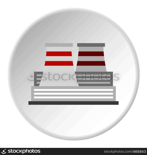 Nuclear power plant icon in flat circle isolated vector illustration for web. Nuclear power plant icon circle