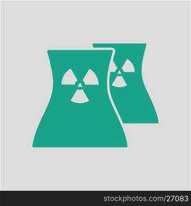 Nuclear station icon. Gray background with green. Vector illustration.