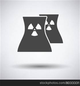 Nuclear station icon on gray background, round shadow. Vector illustration.