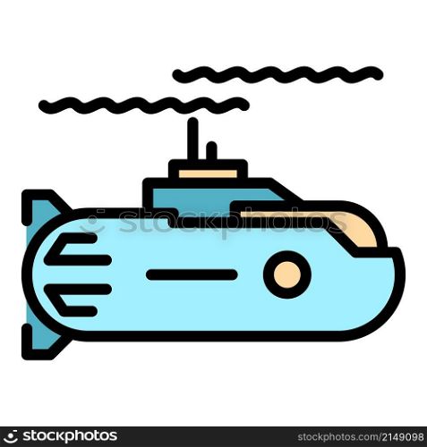 Nuclear submarine icon. Outline nuclear submarine vector icon color flat isolated. Nuclear submarine icon color outline vector
