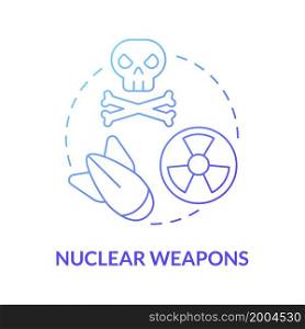 Nuclear weapons blue gradient concept icon. Nuclear energy usage abstract idea thin line illustration. Fusion reactions. Destructive inhumane weapon. Vector isolated outline color drawing. Nuclear weapons blue gradient concept icon