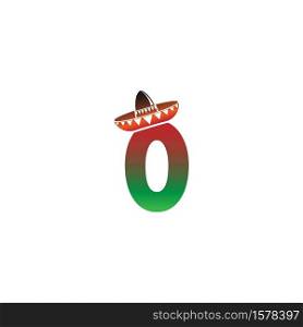 Number 0 Mexican hat concept design illustration