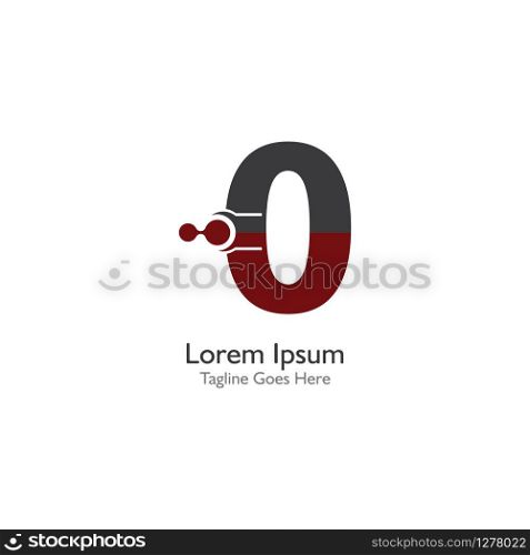 Number 0 with Antom Creative logo or symbol template design