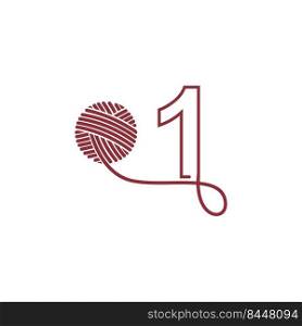 Number 1 and skein of yarn icon design illustration vector