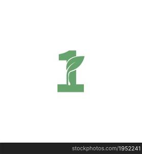 Number 1 icon leaf design concept template vector