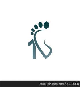 Number 1 icon logo combined with footprint icon design template