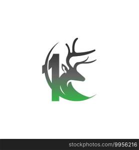 Number 1 icon logo with deer illustration design vector