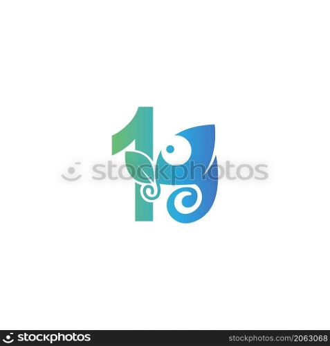 Number 1 icon with chameleon logo design template vector