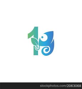 Number 1 icon with chameleon logo design template vector