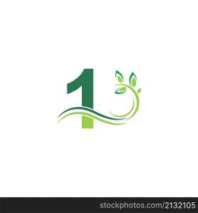 Number 1 Icon with floral logo design template illustration vector