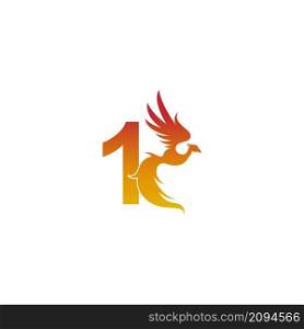 Number 1 icon with phoenix logo design template illustration