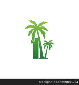 Number 1 logo and  coconut tree icon design vector illustration