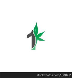 Number 1 logo icon with cannabis leaf design vector illustration